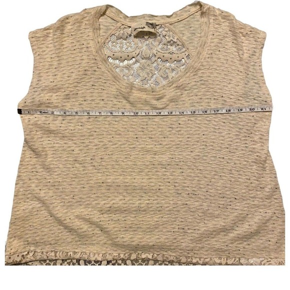 Everleigh Size S/P Shirt Top Short Sleeve Scoop Neck Cream Lace Detail Blouse - Picture 11 of 11